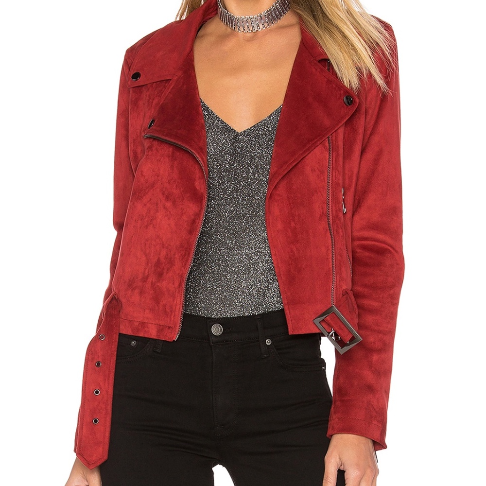 Lovers + Friends Grant Red Moto Jacket